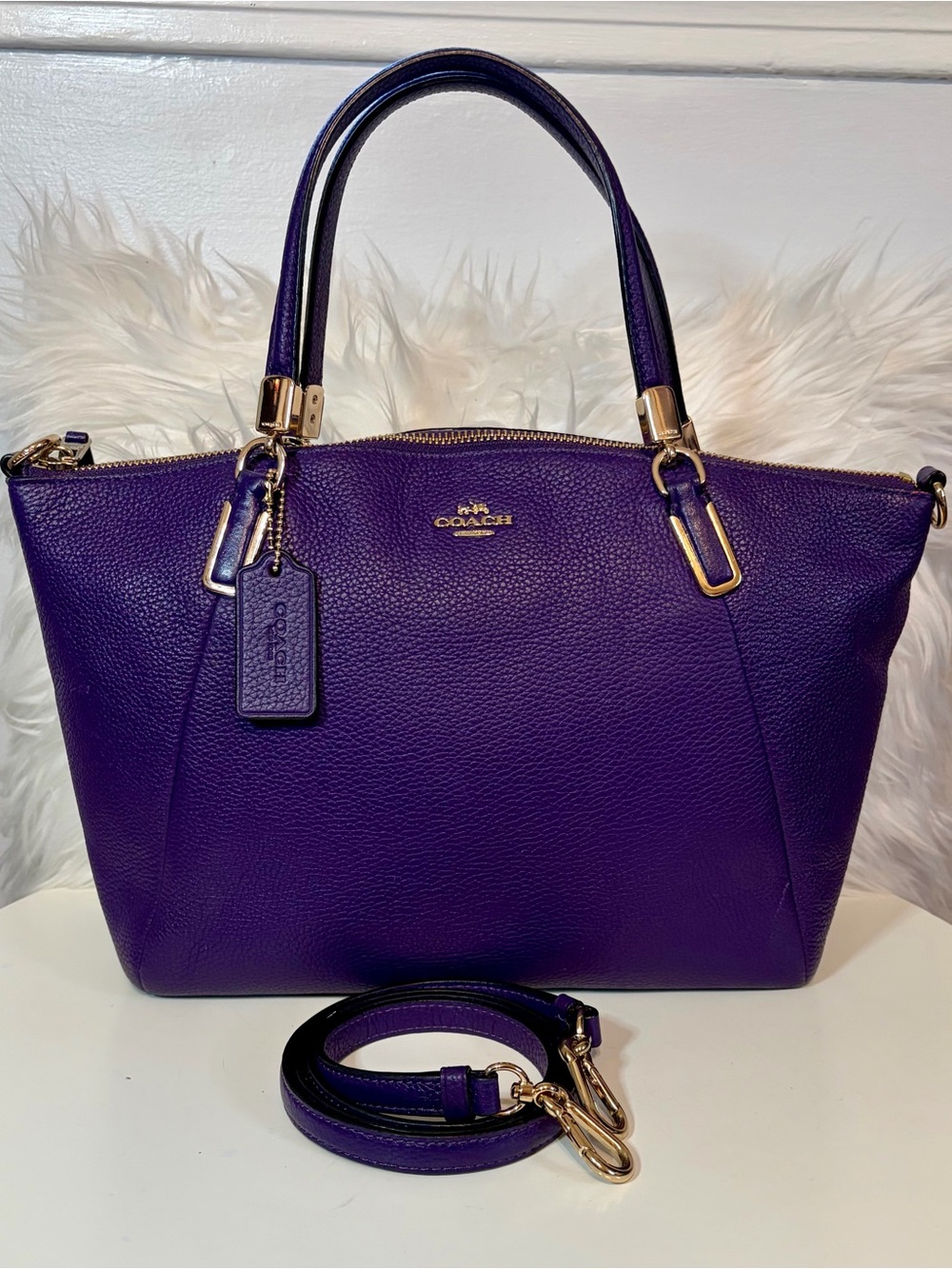 Coach Small Kelsey Satchel & Crossbody Purple Pebbled Leather 2014 Style 33733